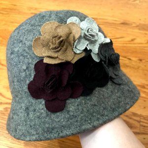 Felt Floral Cloche Hat
